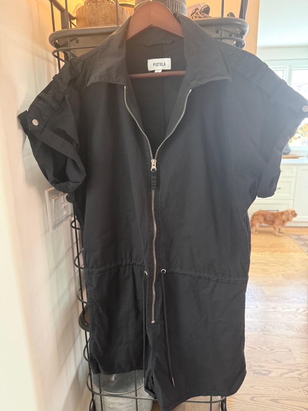 pistola Black Zip-Front Utility Romper Dress